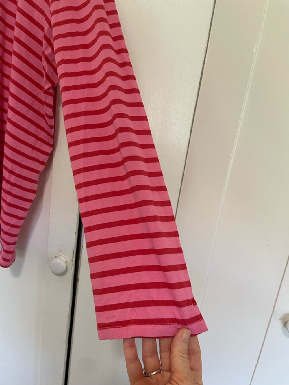 Frances Valentine Pink and Red Striped Long Sleeve Tee size 3x - Picture 3 of 6